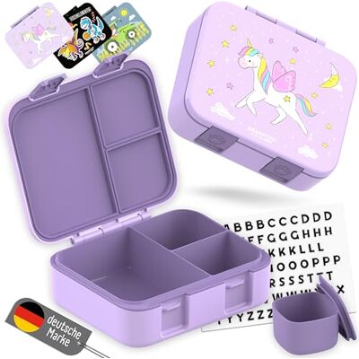 BEARFOOT Bento Box COMPACT Kinder Brotdose (Einhorn-lila, 1.000 ml) BPA-frei, auslaufsichere Lunchbox mit Fächern, für Schule & Kindergarten, für Mädchen & Jungen, leicht & kompakt BEARFOOT Bento Box COMPACT Kinder Brotdose (Einhorn-lila, 1.000 ml) BPA-frei, auslaufsichere Lunchbox mit Fächern, für Schule & Kindergarten, für Mädchen & Jungen, leicht & kompakt