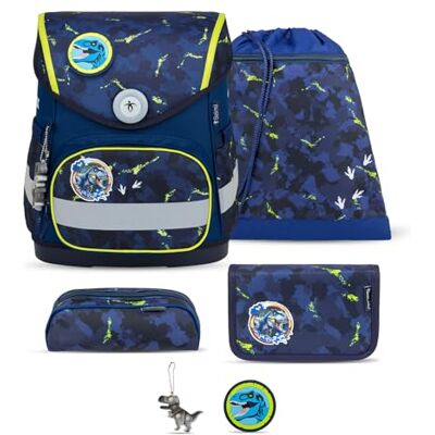 Belmil Compact mit Patches Schulranzen Set 5-teilig mit Brustgurt (405-41/AG/B/S) (T-rex) Belmil Compact mit Patches Schulranzen Set 5-teilig mit Brustgurt (405-41/AG/B/S) (T-rex)