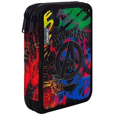 CoolPack Avenger Federmäppchen, groß, doppelter Reißverschluss, mit 38 Stiften und Zubehör, 21 x 16 x 5 cm CoolPack Avenger Federmäppchen, groß, doppelter Reißverschluss, mit 38 Stiften und Zubehör, 21 x 16 x 5 cm