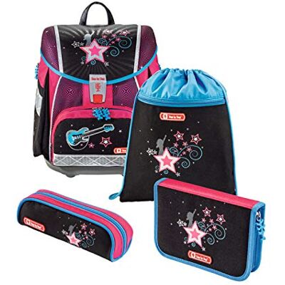 Step by Step Schulranzen-Set Touch 2 „Popstar“ 4-teilig, rosa-schwarz, Sterne-Design, ergonomischer Tornister mit Reflektoren, höhenverstellbar für Mädchen 1. Klasse, 21L Step by Step Schulranzen-Set Touch 2 „Popstar“ 4-teilig, rosa-schwarz, Sterne-Design, ergonomischer Tornister mit Reflektoren, höhenverstellbar für Mädchen 1. Klasse, 21L
