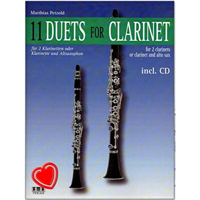 AMA 11 Duets for Clarinet : unterschiedlichste Stile von Jazz bis Calypso und von Blues bis zum französischen Musette-Walzer Notenbuch von Matthias Petzold mit CD und bunter herzförmiger Notenklammer AMA 11 Duets for Clarinet : unterschiedlichste Stile von Jazz bis Calypso und von Blues bis zum französischen Musette-Walzer Notenbuch von Matthias Petzold mit CD und bunter herzförmiger Notenklammer