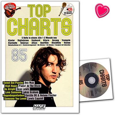 Hage Musikverlag Top Charts 85 (mit CD) Die aktuellsten Hits der erfolgreichsten Stars und das Beste aus den Charts! Notenbuch für Klavier, Keyboard, Gitarre, Gesang mit CD und Notenklammer Hage Musikverlag Top Charts 85 (mit CD) Die aktuellsten Hits der erfolgreichsten Stars und das Beste aus den Charts! Notenbuch für Klavier, Keyboard, Gitarre, Gesang mit CD und Notenklammer