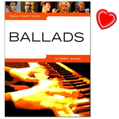 Music Sales Ballads Really Easy Piano leichte Arrangements von 24 rührenden Balladen für Klavier mit bunter herzförmiger Notenklammer Music Sales Ballads Really Easy Piano leichte Arrangements von 24 rührenden Balladen für Klavier mit bunter herzförmiger Notenklammer