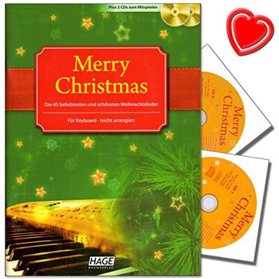 Unbekannt Merry Christmas für Keyboard 45 beliebtesten und schönsten alten und neuen Weihnachtslieder plus 2 CDs zum Mitspielen mit bunter herzförmiger Notenklammer Unbekannt Merry Christmas für Keyboard 45 beliebtesten und schönsten alten und neuen Weihnachtslieder plus 2 CDs zum Mitspielen mit bunter herzförmiger Notenklammer