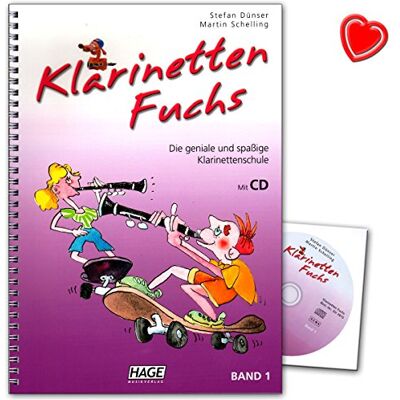Hage Musikverlag Klarinetten Fuchs Band 1 Klarinettenschule für Anfänger mit CD und herzförmiger Notenklammer Hage Musikverlag Klarinetten Fuchs Band 1 Klarinettenschule für Anfänger mit CD und herzförmiger Notenklammer
