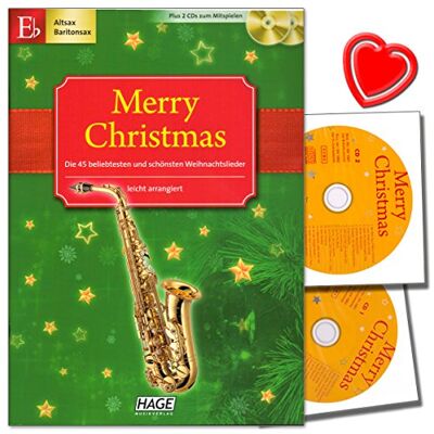 Unbekannt Merry Christmas, Ausgabe für Es-Instrumente (Altsax, Es-Klarinette, Baritonsax) 45 Weihnachtslieder plus 2 CDs zum Mitspielen und bunter herzförmiger Notenklammer ! Unbekannt Merry Christmas, Ausgabe für Es-Instrumente (Altsax, Es-Klarinette, Baritonsax) 45 Weihnachtslieder plus 2 CDs zum Mitspielen und bunter herzförmiger Notenklammer !