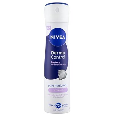 NIVEA Derma Control Restore Deodorant Spray 150 ml, Antitranspirant Deo für Damen für 72h Schutz, alkoholfreie Formel mit Hyaluronsäure und Vitamin E für die Pflege empfindlicher Haut NIVEA Derma Control Restore Deodorant Spray 150 ml, Antitranspirant Deo für Damen für 72h Schutz, alkoholfreie Formel mit Hyaluronsäure und Vitamin E für die Pflege empfindlicher Haut