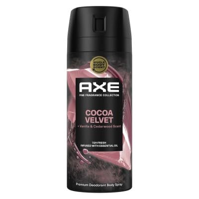 Axe Deodorant für Herren, Cocoa Velvet – Kollektion Prestige – Anti-Transpirant-Spray – Frische 72 Stunden Non-Stop – Duft Schokolade Ruby, Vanille und Zedernholz – 150 ml Axe Deodorant für Herren, Cocoa Velvet – Kollektion Prestige – Anti-Transpirant-Spray – Frische 72 Stunden Non-Stop – Duft Schokolade Ruby, Vanille und Zedernholz – 150 ml