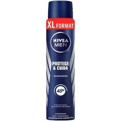 NIVEA MEN Herren Aertomizer Protect & Care Männliches Deodorant 72H Antitranspirant unter den Achseln XXL Format Gegen Juckreiz und Reizungen 0% Alkohol Alle Hauttypen 250ml NIVEA MEN Herren Aertomizer Protect & Care Männliches Deodorant 72H Antitranspirant unter den Achseln XXL Format Gegen Juckreiz und Reizungen 0% Alkohol Alle Hauttypen 250ml