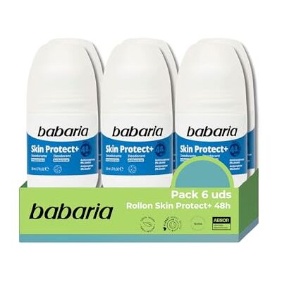 Babaria Roll-On Skin Protect Deodorant für Damen, Herren und Kinder, feuchtigkeitsspendend, 48h-Schutz, 100% vegan, 6 Stück Babaria Roll-On Skin Protect Deodorant für Damen, Herren und Kinder, feuchtigkeitsspendend, 48h-Schutz, 100% vegan, 6 Stück
