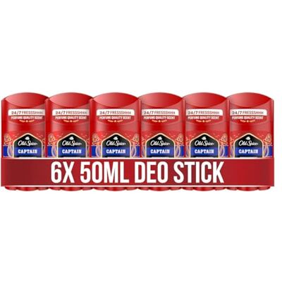 Old Spice Captain Deostick für Männer 6x50ml ohne Aluminiumsalze 24/7 Frischhh bei täglicher Anwendung, langanhaltender Duft in Parfumqualität, unsichtbar auf Schwarz und Weiß Old Spice Captain Deostick für Männer 6x50ml ohne Aluminiumsalze 24/7 Frischhh bei täglicher Anwendung, langanhaltender Duft in Parfumqualität, unsichtbar auf Schwarz und Weiß