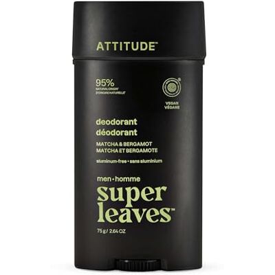 ATTITUDE Deodorant für Herren, ohne Aluminium, 95% natürliche Inhaltsstoffe, EWG-zertifiziert, pflanzliche Geruchskontrolle, mit Bicarbonat, Matcha & Bergamotte 75 g ATTITUDE Deodorant für Herren, ohne Aluminium, 95% natürliche Inhaltsstoffe, EWG-zertifiziert, pflanzliche Geruchskontrolle, mit Bicarbonat, Matcha & Bergamotte 75 g