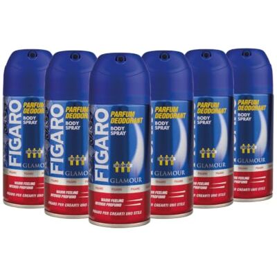 FIGARO Deodorant für Herren, geruchsfrei, Body Spray – Deodorant Achselhöhlen – Parfum GLAMOUR Intensiv Duft, 150 ml, 6 Stück FIGARO Deodorant für Herren, geruchsfrei, Body Spray – Deodorant Achselhöhlen – Parfum GLAMOUR Intensiv Duft, 150 ml, 6 Stück