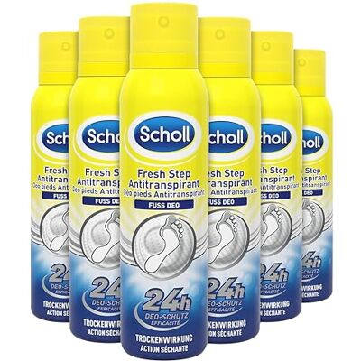 Dr. Scholl's Scholl Fresh Step Anti-transpirant, Fussdeo, geruchsneutralisierend, 24 Stunden Schutz, 6x150ml Dr. Scholl's Scholl Fresh Step Anti-transpirant, Fussdeo, geruchsneutralisierend, 24 Stunden Schutz, 6x150ml