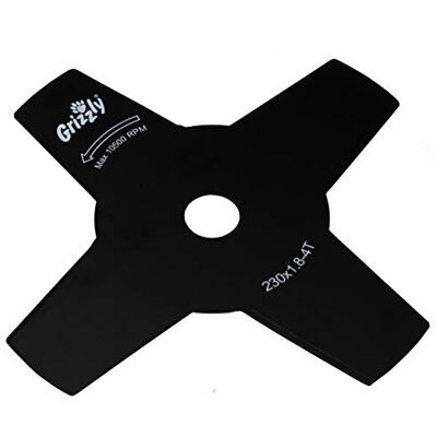 Grizzly Tools 4-Zahn Messer Ersatzmesser mit Schutzabdeckung für Motorsensen Freischneider mit 25,4 mm Ø Aufnahmebohrung 23 cm Arbeitsbreite Grizzly Tools 4-Zahn Messer Ersatzmesser mit Schutzabdeckung für Motorsensen Freischneider mit 25,4 mm Ø Aufnahmebohrung 23 cm Arbeitsbreite