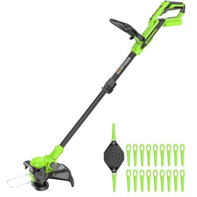 Greenworks 40 V 33,0 cm chnurloser Rasentrimmer/Kantenschneider, automatische Zufuhrschnur, drehbarer Kopf, Leichter Grasschneider, 20 Kunststoffklingen + Klingenabdeckung, Akku separat erhältlich Greenworks 40 V 33,0 cm chnurloser Rasentrimmer/Kantenschneider, automatische Zufuhrschnur, drehbarer Kopf, Leichter Grasschneider, 20 Kunststoffklingen + Klingenabdeckung, Akku separat erhältlich