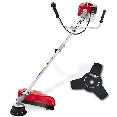 Hecht Benzin Rasentrimmer 43 cm – Freischneider mit Metallmesser 2-Takt-Motor mit 25,5 cm Schnittkreis, Doppelfadenspule, Komfort-Tragegurt und Lenkradgriff für Garten & Grünflächen Hecht Benzin Rasentrimmer 43 cm – Freischneider mit Metallmesser 2-Takt-Motor mit 25,5 cm Schnittkreis, Doppelfadenspule, Komfort-Tragegurt und Lenkradgriff für Garten & Grünflächen