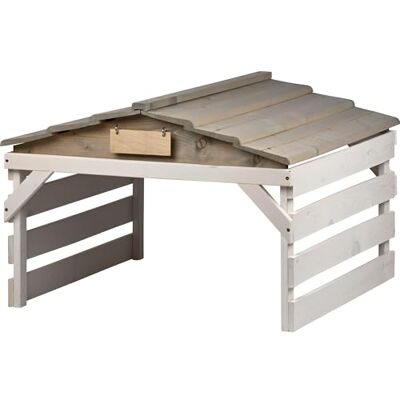 dobar ® Mähroboter Garage aus Holz mit abnehmbarem Dach Rasenroboter Unterstand mit individualisierbarem Schild 78,5 x 74 x 52,5 cm Grau/Weiß dobar ® Mähroboter Garage aus Holz mit abnehmbarem Dach Rasenroboter Unterstand mit individualisierbarem Schild 78,5 x 74 x 52,5 cm Grau/Weiß