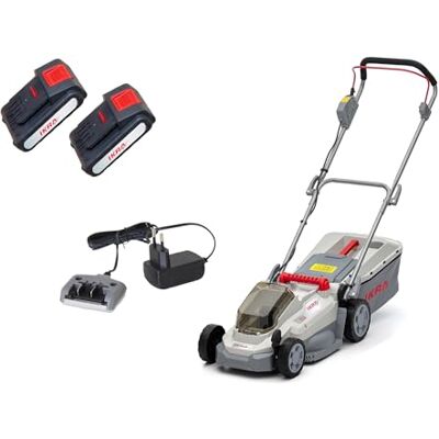 IKRA Rasenmäher ICM 2033, Breite 33cm, inkl. 2 Akkus 20V & Ladegerät Schnitthöhe 25-75mm, Mulchmäher für Rasenflächen bis 150m², Holm höhenverstellbar, Fangsack 30l, 20V-Akku-Familie von IKRA Rasenmäher ICM 2033, Breite 33cm, inkl. 2 Akkus 20V & Ladegerät Schnitthöhe 25-75mm, Mulchmäher für Rasenflächen bis 150m², Holm höhenverstellbar, Fangsack 30l, 20V-Akku-Familie von