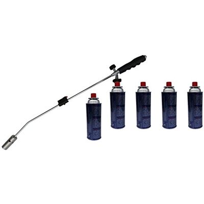 Kinzo Unkrautbrenner mit Zündung + 5 STK Druckgasdosen Abflammgerät Unkrautvertilger Kinzo Unkrautbrenner mit Zündung + 5 STK Druckgasdosen Abflammgerät Unkrautvertilger