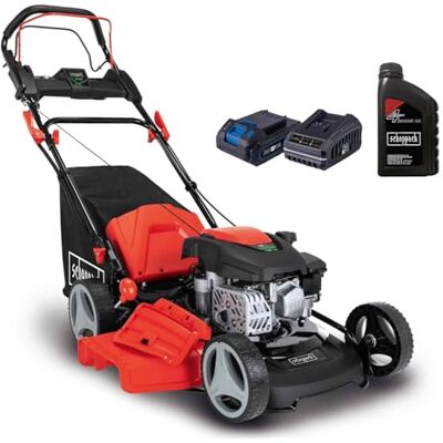 Scheppach MS150-46E Benzin Rasenmäher mit E-Start 46cm Schnittbreite Reinigungsfunktion 55L Korb Stahlgehäuse 7-fache Höhenverstellung Mulchen Antrieb Seitenauswurf inkl. Motoröl Scheppach MS150-46E Benzin Rasenmäher mit E-Start 46cm Schnittbreite Reinigungsfunktion 55L Korb Stahlgehäuse 7-fache Höhenverstellung Mulchen Antrieb Seitenauswurf inkl. Motoröl