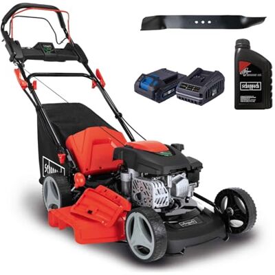 Scheppach MS150-46E Benzin Rasenmäher mit E-Start 46cm Schnittbreite 55L Korb Stahlgehäuse 7-fache Höhenverstellung Mulchen Radantrieb Seitenauswurf inkl. Motoröl & 2. Mäh-/Mulchmesser Scheppach MS150-46E Benzin Rasenmäher mit E-Start 46cm Schnittbreite 55L Korb Stahlgehäuse 7-fache Höhenverstellung Mulchen Radantrieb Seitenauswurf inkl. Motoröl & 2. Mäh-/Mulchmesser