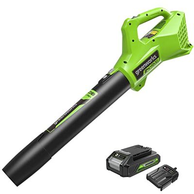 Greenworks G24ABIIK2 Axial Akku Laubbläser, 145 km/h, 9,08 m³/min 24V Akku & Ladegerät, 3 Jahre Garantie, Green, Grey, Black Greenworks G24ABIIK2 Axial Akku Laubbläser, 145 km/h, 9,08 m³/min 24V Akku & Ladegerät, 3 Jahre Garantie, Green, Grey, Black