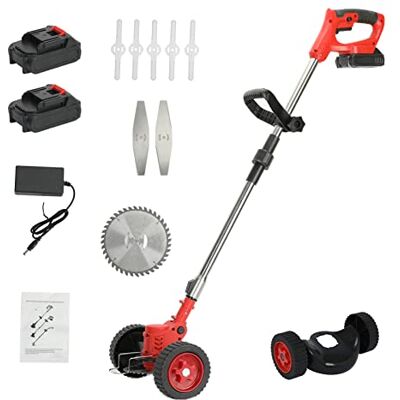 zomebar Elektrischer Rasenmäher, 24V 6000mAh Akku Versorgung Wiederaufladbar Teleskopstange D-förmiger Griff Unkrauttrimmer Schnurloser Elektrischer Unkrautvernichter Kantenschneider (Rot) zomebar Elektrischer Rasenmäher, 24V 6000mAh Akku Versorgung Wiederaufladbar Teleskopstange D-förmiger Griff Unkrauttrimmer Schnurloser Elektrischer Unkrautvernichter Kantenschneider (Rot)
