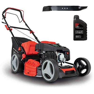 Scheppach Benzin Rasenmäher MS225-53 mit Radantrieb & 53cm Schnittbreite 65L Fangbox Höhenverstellung 7 Stufen Seitenauswurf & Reinigungsfunktion Mulchmäher inkl. Motoröl & Ersatzmesser Scheppach Benzin Rasenmäher MS225-53 mit Radantrieb & 53cm Schnittbreite 65L Fangbox Höhenverstellung 7 Stufen Seitenauswurf & Reinigungsfunktion Mulchmäher inkl. Motoröl & Ersatzmesser