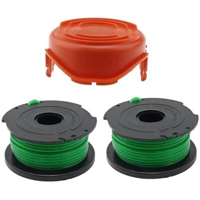 ERHUO A6486 Trimmer-Ersatzspulen mit 1 Packung 90583594 Abdeckung, Ersatz für Black and Decker Trimmerdraht, A6486, 2 Stück ERHUO A6486 Trimmer-Ersatzspulen mit 1 Packung 90583594 Abdeckung, Ersatz für Black and Decker Trimmerdraht, A6486, 2 Stück