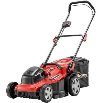 Outsunny Elektro Rasenmäher 800 W 40 cm Schnittbreite mit 45L Fangkorb Akkuanzeige, Überlastschutz, 7 Schnitthöhen, Sichelmäher, Abnehmbar Griffe, Mäher für Rasen, Kein Akku und Ladegerät Outsunny Elektro Rasenmäher 800 W 40 cm Schnittbreite mit 45L Fangkorb Akkuanzeige, Überlastschutz, 7 Schnitthöhen, Sichelmäher, Abnehmbar Griffe, Mäher für Rasen, Kein Akku und Ladegerät