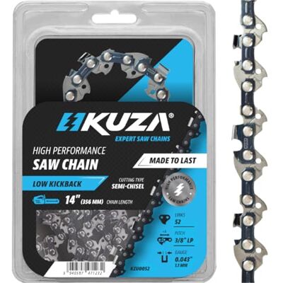 KUZA 35 cm Kettensägeketten 14 zoll 3/8" LP .043" 52 TG passend fur EGO CS1400/1401, Makita XCU03, Worx WG384, Milw aukee M18(2727-20), Kobalt, Ryobi 49162749, R52 KUZA 35 cm Kettensägeketten 14 zoll 3/8" LP .043" 52 TG passend fur EGO CS1400/1401, Makita XCU03, Worx WG384, Milw aukee M18(2727-20), Kobalt, Ryobi 49162749, R52