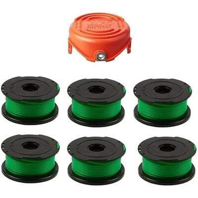 StarRing Ersatz-Trimmerspule, Schnur und Abdeckung für Black Decker, ersetzt A6482, GL7033, GL8033, GL9035, Rasentrimmer-Zubehör, 6 Stück Rasentrimmer-Spule und 1 x Kappe StarRing Ersatz-Trimmerspule, Schnur und Abdeckung für Black Decker, ersetzt A6482, GL7033, GL8033, GL9035, Rasentrimmer-Zubehör, 6 Stück Rasentrimmer-Spule und 1 x Kappe