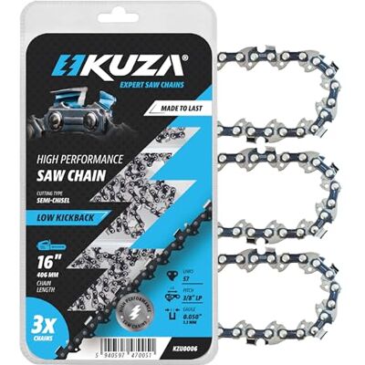 KUZA Premium 40 cm Kettensägeketten 16 zoll 3/8" LP .050" 57TG passend für Echo CS-3510/352/3400/400, Wo rx WG300,WG303, 91PX57CQ, 91VG57CQ S57 (3 Ketten) KUZA Premium 40 cm Kettensägeketten 16 zoll 3/8" LP .050" 57TG passend für Echo CS-3510/352/3400/400, Wo rx WG300,WG303, 91PX57CQ, 91VG57CQ S57 (3 Ketten)