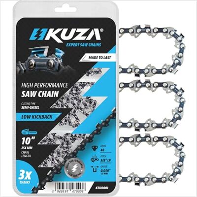 KUZA Sägekette 25,4 cm, 3/8" Teilung, 1,27 mm Kaliber, 40 Glieder, deutscher Stahl, S40 Ma kita, Echo, Remington RM1035P, Worx WG309, Sun Joe SWJ803E, Craftsman und weitere KUZA Sägekette 25,4 cm, 3/8" Teilung, 1,27 mm Kaliber, 40 Glieder, deutscher Stahl, S40 Ma kita, Echo, Remington RM1035P, Worx WG309, Sun Joe SWJ803E, Craftsman und weitere