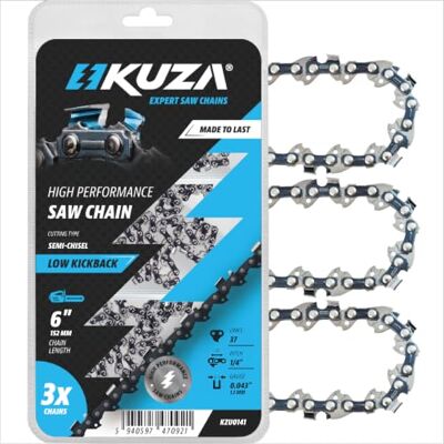 KUZA Premium 6 Inch Chainsaw Chain (15 cm) 1/4" Pitch .043" Gauge 37 Drive Links Pole Saw Chain (3 Chains) KUZA Premium 6 Inch Chainsaw Chain (15 cm) 1/4" Pitch .043" Gauge 37 Drive Links Pole Saw Chain (3 Chains)