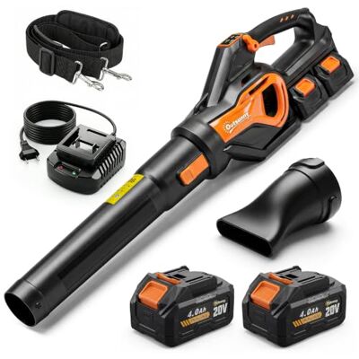 Outsunny Akku-Laubbläser 20V Kabellos Laubbläser mit Akku & Ladegerät 2x4.0Ah, Turbo-Boost, 162,7 km/h Blasgeschwindigkeit, 912 m³/h Saugleistung, 3 Luftstrommodi, Schultergurt, für Garten Outsunny Akku-Laubbläser 20V Kabellos Laubbläser mit Akku & Ladegerät 2x4.0Ah, Turbo-Boost, 162,7 km/h Blasgeschwindigkeit, 912 m³/h Saugleistung, 3 Luftstrommodi, Schultergurt, für Garten