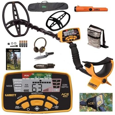 Garrett Metal Detectors Garrett ACE 400 Metalldetektor mit DD Wasserdicht Spule und Premium Zubehör Garrett Metal Detectors Garrett ACE 400 Metalldetektor mit DD Wasserdicht Spule und Premium Zubehör