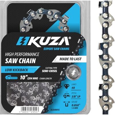 KUZA 25,4 cm Kettensägekette, 1 Packung – 1,27 cm Stärke, 0,95 cm flache Teilung, 40 Treibglieder, sehr langlebig, deutscher Stahl, geringer Rückschlag passend für Husqvarna KUZA 25,4 cm Kettensägekette, 1 Packung – 1,27 cm Stärke, 0,95 cm flache Teilung, 40 Treibglieder, sehr langlebig, deutscher Stahl, geringer Rückschlag passend für Husqvarna
