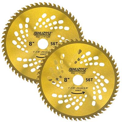 LSHUZIYU 205mm-56T, 2 Stück, 25.4mm Dorn mit Adapter 22.23-20-16mm, Freischneiderklinge, Freischneider Sägeblatt, Unkrautklinge, Dickichtmesser, Freischneider Messer LSHUZIYU 205mm-56T, 2 Stück, 25.4mm Dorn mit Adapter 22.23-20-16mm, Freischneiderklinge, Freischneider Sägeblatt, Unkrautklinge, Dickichtmesser, Freischneider Messer