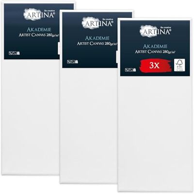 Artina FSC® 3er Set Keilrahmen Leinwand Zum Bemalen 60x140 cm 100% Baumwolle Canvas Für Acrylfarben Bespannte Leinwände Zum Malen Artina FSC® 3er Set Keilrahmen Leinwand Zum Bemalen 60x140 cm 100% Baumwolle Canvas Für Acrylfarben Bespannte Leinwände Zum Malen