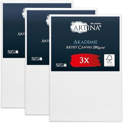 Artina 3er FSC® Set bespannte Keilrahmen Leinwände zum Bemalen 60x90cm Acryl Leinwand Rahmen Canvas aus 100% Baumwolle zum Malen mit Acrylfarben grundiert weiß Akademie Artina 3er FSC® Set bespannte Keilrahmen Leinwände zum Bemalen 60x90cm Acryl Leinwand Rahmen Canvas aus 100% Baumwolle zum Malen mit Acrylfarben grundiert weiß Akademie