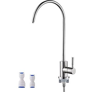 Ibergrif Umkehrosmose (RO) Wasserhahn für 1/4" und 3/8" Zoll, Osmoseanlage Spültischbatterie Wasserfilter, hoher Komfort-Auslauf 292mm, 360° schwenkbar, Edelstahl 304, Silber, M22301A Ibergrif Umkehrosmose (RO) Wasserhahn für 1/4" und 3/8" Zoll, Osmoseanlage Spültischbatterie Wasserfilter, hoher Komfort-Auslauf 292mm, 360° schwenkbar, Edelstahl 304, Silber, M22301A