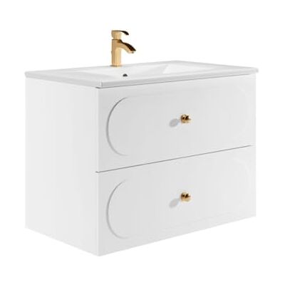 Unique -Mueble de baà  Â à  ±o suspendido Con Lavabo Empotrado Blanco 80 cm SATOBAL Unique -Mueble de baà  Â à  ±o suspendido Con Lavabo Empotrado Blanco 80 cm SATOBAL