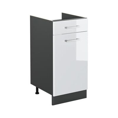 Vicco Küchenunterschrank R-Line, Weiß Hochglanz/Anthrazit 40 cm 1 Schublade · Ohne Arbeitsplatte · Höhenverst. Füße · 1 Tür · ✓ Frei kombinierbar Vicco Küchenunterschrank R-Line, Weiß Hochglanz/Anthrazit 40 cm 1 Schublade · Ohne Arbeitsplatte · Höhenverst. Füße · 1 Tür · ✓ Frei kombinierbar