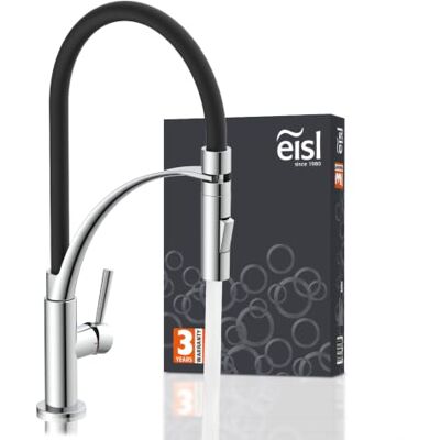 EISL CARNEO Wasserhahn Küche mit ausziehbarer Brause, Armatur flexibel schwenkbare Küchenarmatur, Spültischarmatur, Wasserhahn Küche flexibel, Küchenarmatur schwenkbarem Auslauf, Chrom Schwarz EISL CARNEO Wasserhahn Küche mit ausziehbarer Brause, Armatur flexibel schwenkbare Küchenarmatur, Spültischarmatur, Wasserhahn Küche flexibel, Küchenarmatur schwenkbarem Auslauf, Chrom Schwarz