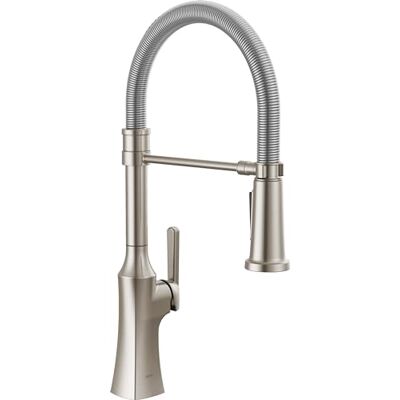 DELTA Wasserhahn Ermelo Pro Commercial Style Küchenarmatur mit herausziehbarem Sprüher, gebürstetes Nickel, kommerzielle Küchenarmatur, Feder-Küchenarmatur, Küchenspüle, Edelstahl, 18887-SS-DST DELTA Wasserhahn Ermelo Pro Commercial Style Küchenarmatur mit herausziehbarem Sprüher, gebürstetes Nickel, kommerzielle Küchenarmatur, Feder-Küchenarmatur, Küchenspüle, Edelstahl, 18887-SS-DST
