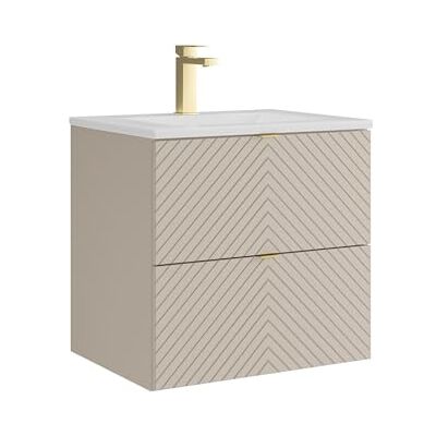Unique Hängeschrank mit Waschbecken zum Einbauen und Wasserhahn – Beige – 60 cm – Dorioni Unique Hängeschrank mit Waschbecken zum Einbauen und Wasserhahn – Beige – 60 cm – Dorioni