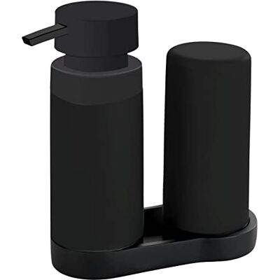 WENKO Easy Squeez-e Spülstation Schwarz, Kombination aus nachfüllbarem Spülmittel- und Seifenspender ideal für Bad, Küche und Gäste-WC, Fassungsvermögen ca. 250 ml je Dosierer, Maße 15 x 18 x 7 cm WENKO Easy Squeez-e Spülstation Schwarz, Kombination aus nachfüllbarem Spülmittel- und Seifenspender ideal für Bad, Küche und Gäste-WC, Fassungsvermögen ca. 250 ml je Dosierer, Maße 15 x 18 x 7 cm