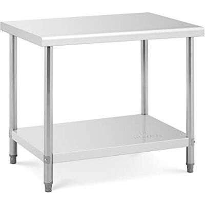 Royal Catering RCAT-100/70 Arbeitstisch aus Edelstahl (100 x 70 cm, 1 Arbeitsplatte und 1 Einlegeboden, bis 400 kg, höhenverstellbare Füße, Edelstahl) Royal Catering RCAT-100/70 Arbeitstisch aus Edelstahl (100 x 70 cm, 1 Arbeitsplatte und 1 Einlegeboden, bis 400 kg, höhenverstellbare Füße, Edelstahl)